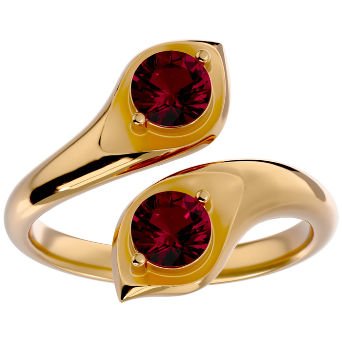 1 Carat Two Stone Ruby Ring in 14K Yellow Gold (4.70 g), Size 4 by SuperJeweler