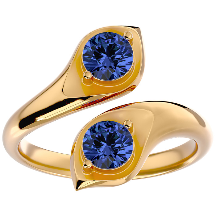1 Carat Two Stone Tanzanite Ring in 14K Yellow Gold (4.70 g), Size 4 by SuperJeweler
