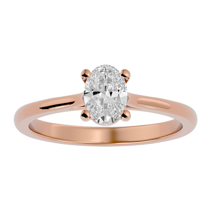 3/4 Carat Oval Shape Moissanite Solitaire Engagement Ring in 14K Rose Gold (2 g), E/F Color, Size 4 by SuperJeweler