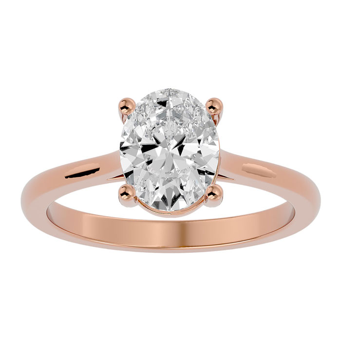 1.5 Carat Oval Shape Moissanite Solitaire Engagement Ring in 14K Rose Gold (2 g), E/F Color, Size 4 by SuperJeweler