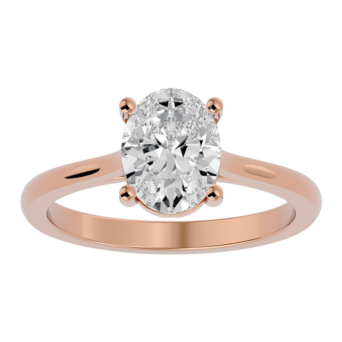 2 Carat Oval Shape Moissanite Solitaire Engagement Ring in 14K Rose Gold (2 g), E/F Color, Size 4 by SuperJeweler