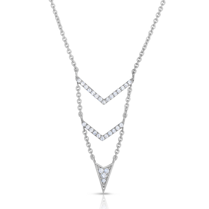 1/4 Carat Diamond Arrow V Chain Necklace in Sterling Silver, 18 Inches,  by SuperJeweler