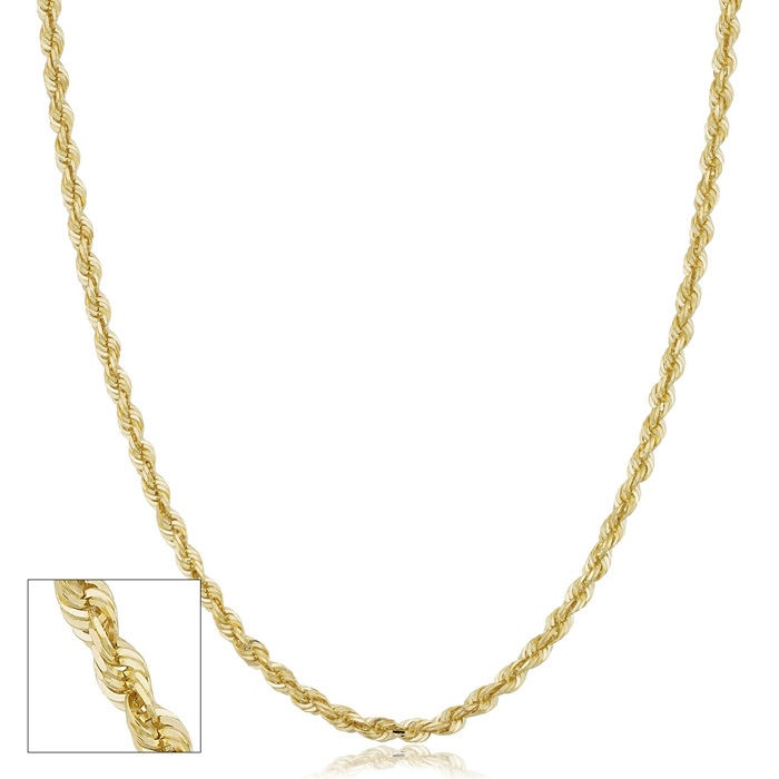 14K Yellow Gold (7.40 g) 3.8mm Hollow Rope Chain Necklace, 18 Inches by SuperJeweler