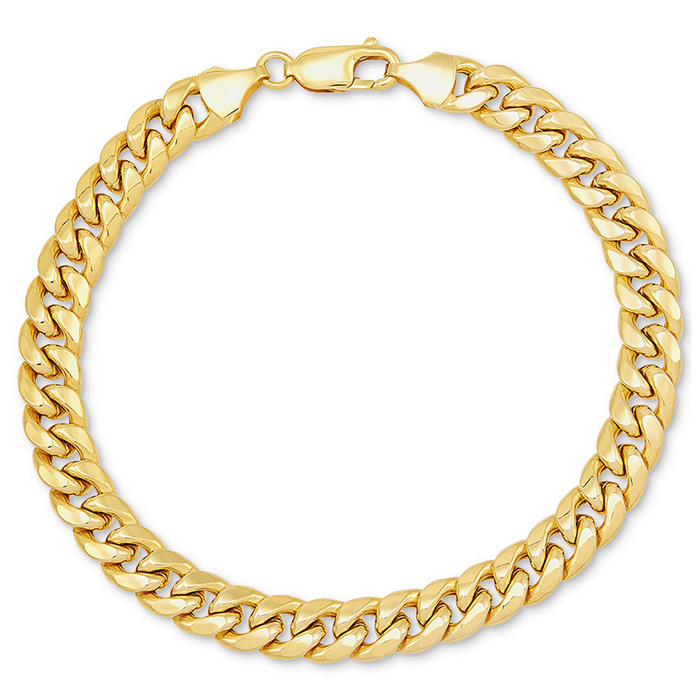14K Yellow Gold (11 g) 7.3mm Miami Cuban Chain Bracelet, 8.5 Inches by SuperJeweler