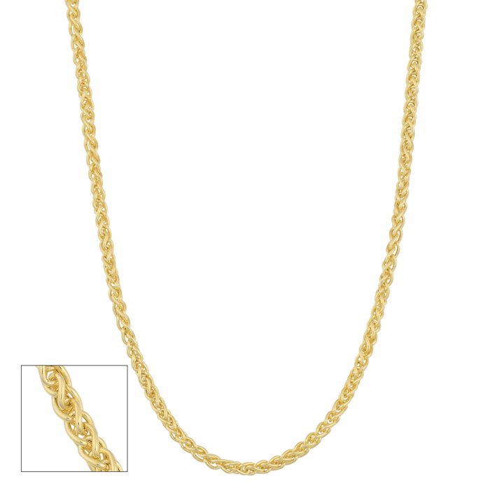 Yellow Gold (3.10 g) 1.6mm Hollow Round Wheat Chain Necklace, 24 Inches by SuperJeweler