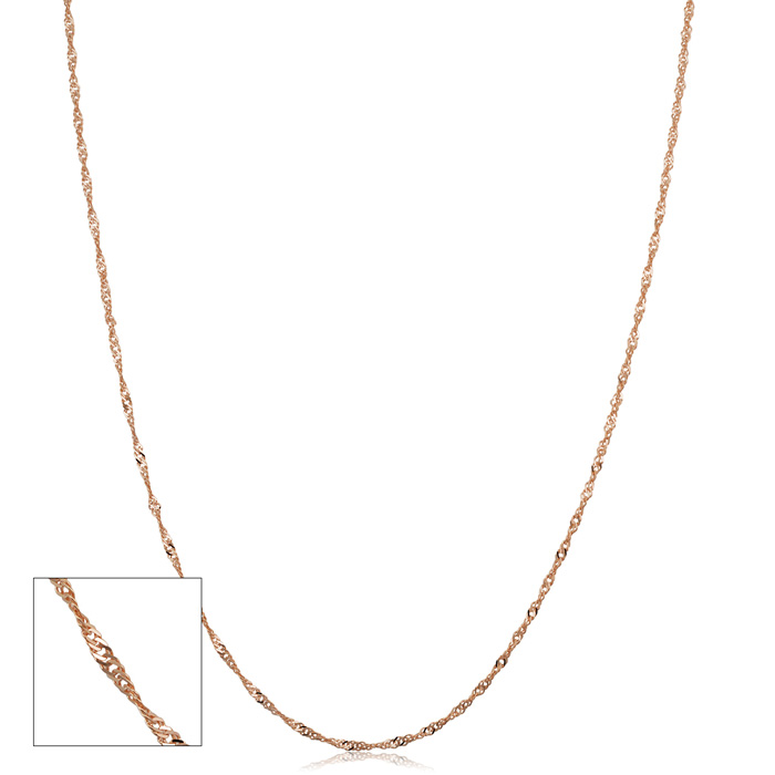 Rose Gold (1.30 g) 1mm Singapore Chain Necklace, 24 Inches by SuperJeweler