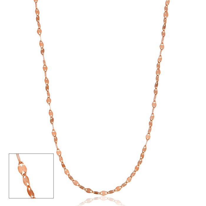 Rose Gold (0.58 g) 1mm Mirror Flat Link Chain Necklace, 18 Inches by SuperJeweler