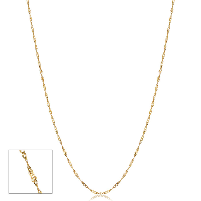 Yellow Gold (1 gram) 0.85mm Singapore Chain Necklace, 18 Inches by SuperJeweler