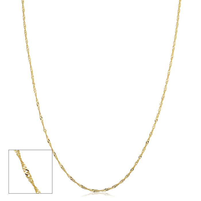 Yellow Gold (1 gram) 1mm Singapore Chain Necklace, 18 Inches by SuperJeweler