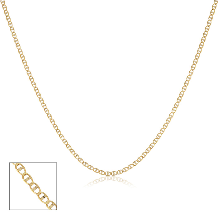 Two Tone Gold (1.90 g) 1mm Valentino Chain Necklace, 24 Inches by SuperJeweler