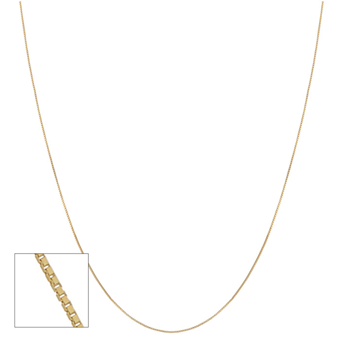 Yellow Gold (0.95 g) 0.6mm Venetian Box Chain Necklace, 18 Inches by SuperJeweler