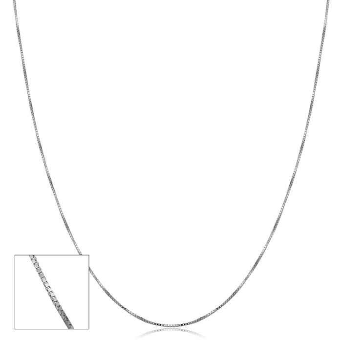 White Gold (0.95 g) 0.6mm Venetian Box Chain Necklace, 18 Inches by SuperJeweler