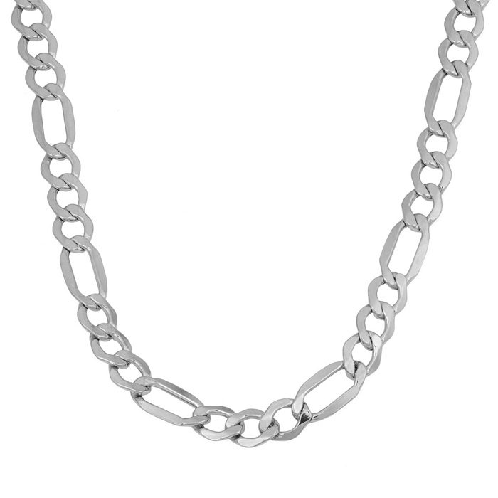 White Gold (7.50 g) 5.6mm Semi-Solid Figaro Chain Necklace, 20 Inches by SuperJeweler