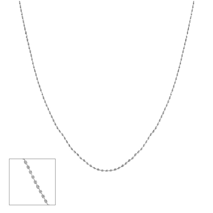 14K White Gold (1.20 g) 0.78mm Diamond Cut Ball Chain Necklace, 18 Inches by SuperJeweler