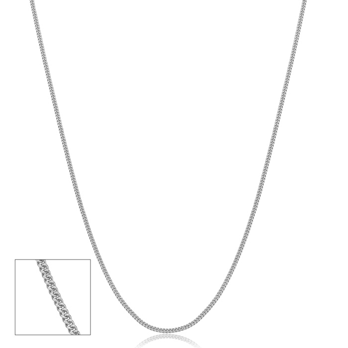 14K White Gold (1.40 g) 0.9mm Baby Curb Link Chain Necklace, 18 Inches by SuperJeweler