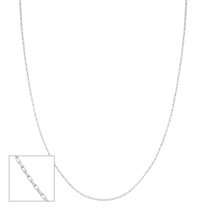 14K White Gold (0.75 g) 0.6mm Reflection Box Chain Necklace, 18 Inches by SuperJeweler