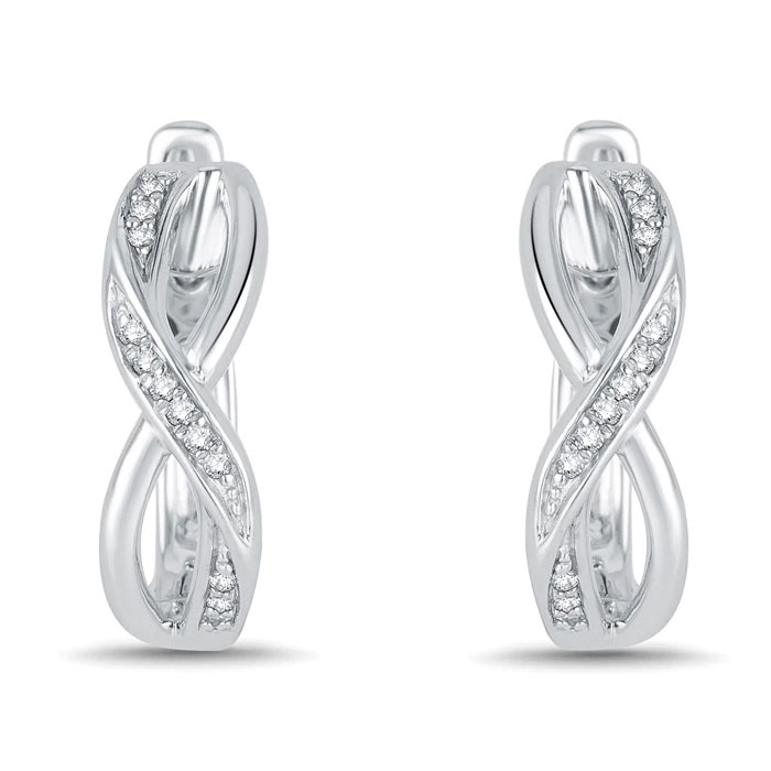 1/8 Carat Oval Shape Diamond Infinity Hoop Earrings,  by SuperJeweler