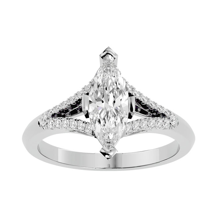 1.25 Carat Marquise Shape Diamond Engagement Ring In 14K White Gold (4.10 G) (H-I, SI2-I1) By SuperJeweler