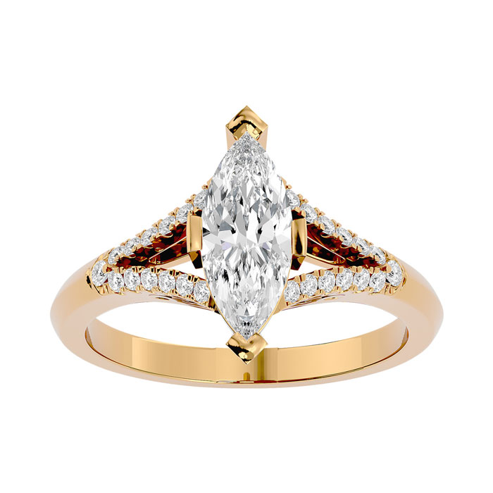 1.25 Carat Marquise Shape Diamond Engagement Ring in 14K Yellow Gold (4.10 g) (, I1-I2 Clarity Enhanced), Size 4 by SuperJeweler