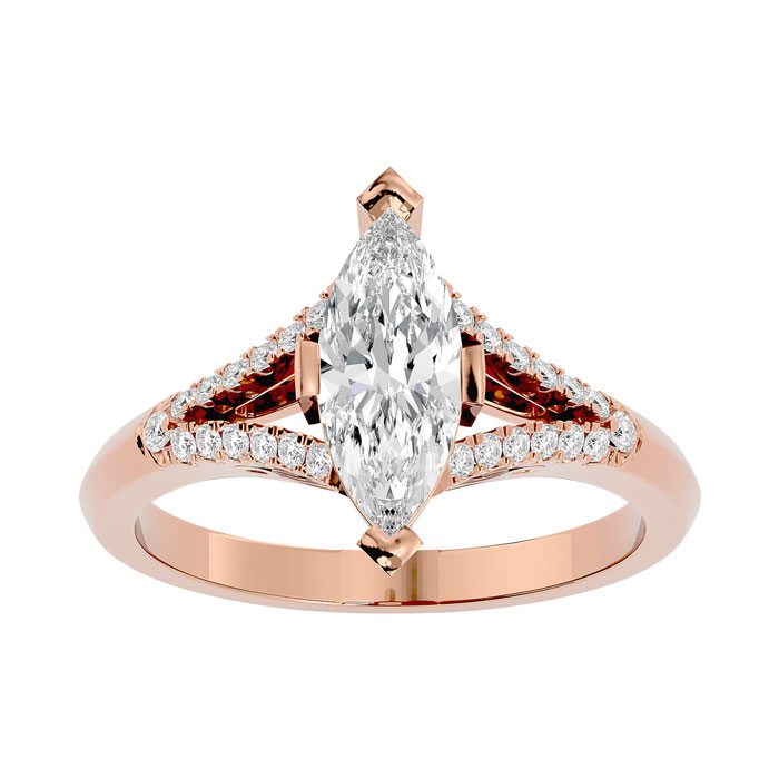 1.25 Carat Marquise Shape Diamond Engagement Ring in 14K Rose Gold (4.10 g) (, I1-I2 Clarity Enhanced), Size 4 by SuperJeweler