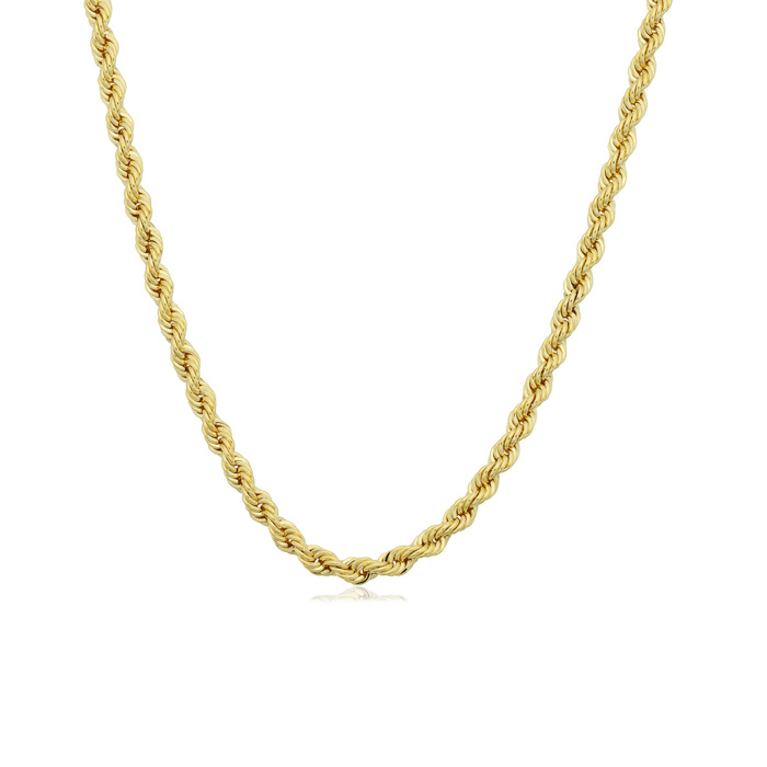 2.1mm Rope Chain Necklace, 18 Inches, Yellow Gold (6.15 G) By SuperJeweler