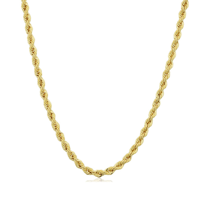 2.1mm Rope Chain Necklace, 20 Inches, Yellow Gold (6.70 G) By SuperJeweler