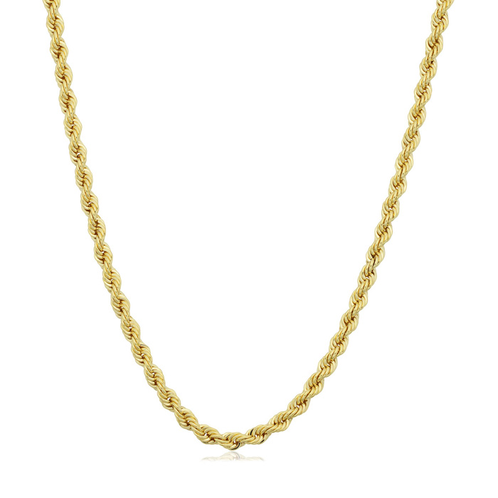 2.1mm Rope Chain Necklace, 24 Inches, Yellow Gold (7.90 g) by SuperJeweler