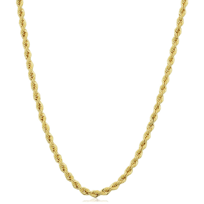 2.1mm Rope Chain Necklace, 30 Inches, Yellow Gold (9.60 g) by SuperJeweler