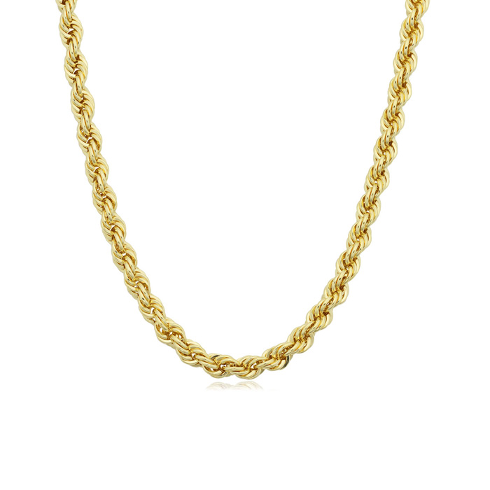 3.3mm Rope Chain Necklace, 18 Inches, Yellow Gold (11.90 G) By SuperJeweler