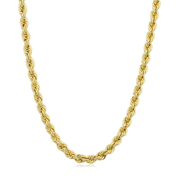 3.3mm Rope Chain Necklace, 24 Inches, Yellow Gold (15.60 G) By SuperJeweler