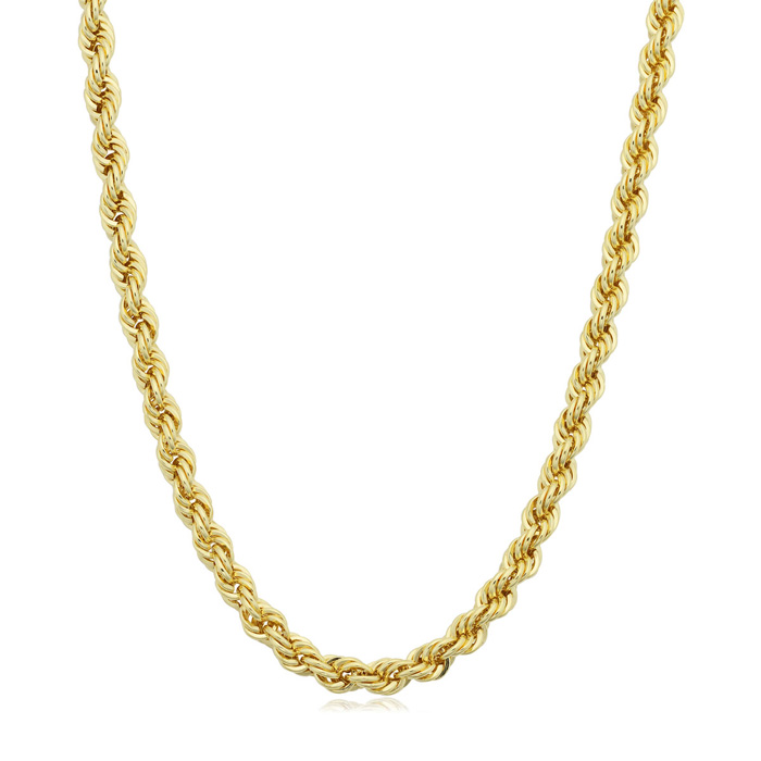 3.3mm Rope Chain Necklace, 24 Inches, Yellow Gold (15.60 g) by SuperJeweler