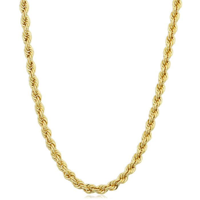 3.3mm Rope Chain Necklace, 30 Inches, Yellow Gold (19.40 G) By SuperJeweler