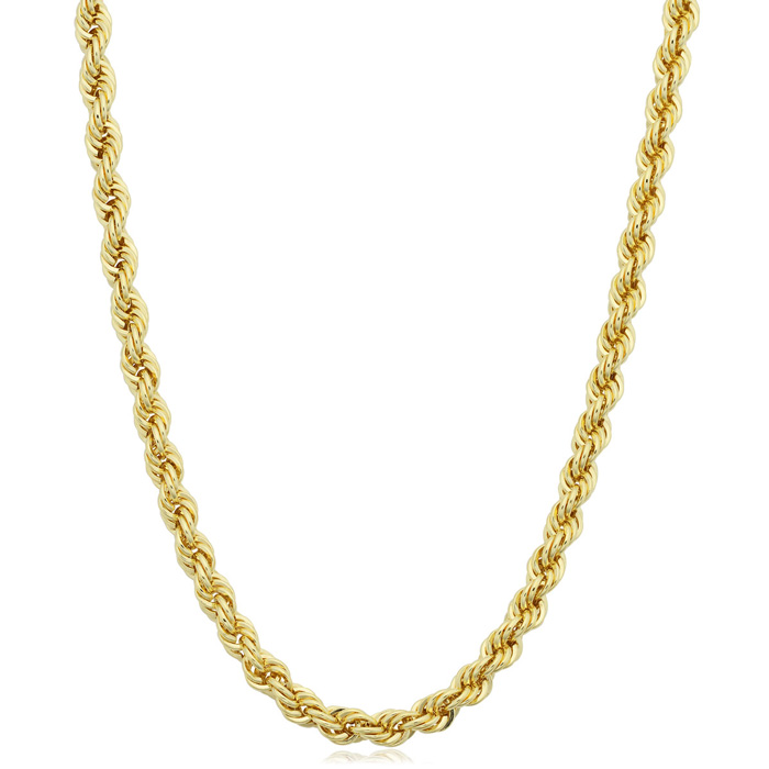 3.3mm Rope Chain Necklace, 30 Inches, Yellow Gold (19.40 g) by SuperJeweler