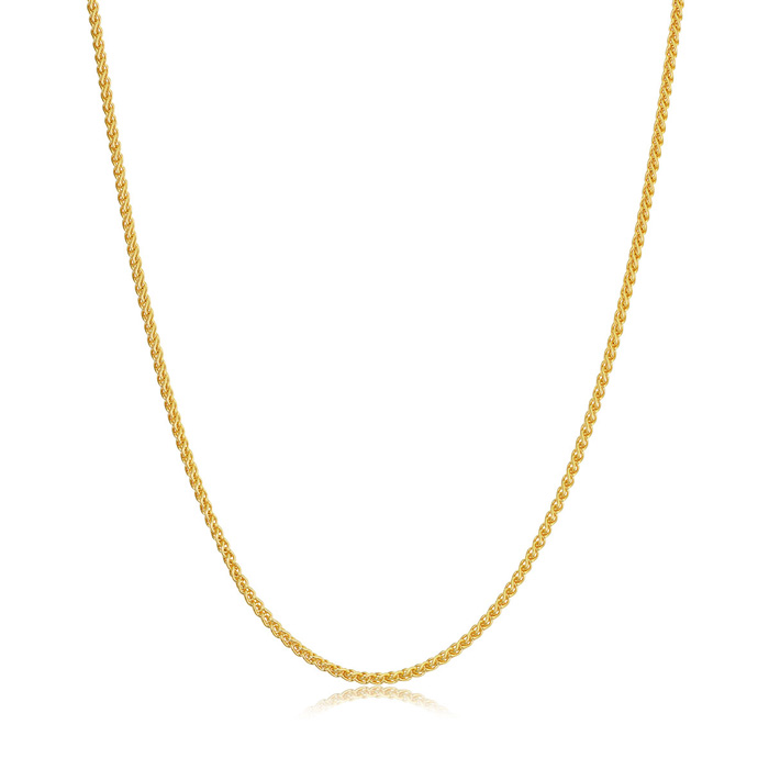 1.6mm Round Wheat Chain Necklace, 24 Inches, Yellow Gold (4.70 g) by SuperJeweler