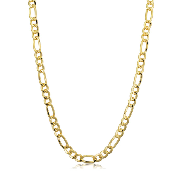 4.2mm Figaro Chain Necklace, 24 Inches, Yellow Gold (13.70 g) by SuperJeweler