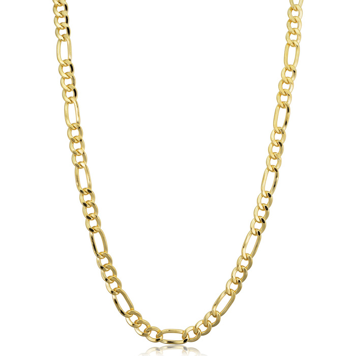 4.2mm Figaro Chain Necklace, 30 Inches, Yellow Gold (17 G) By SuperJeweler