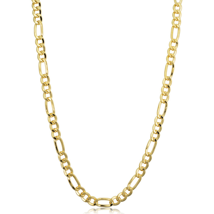 4.2mm Figaro Chain Necklace, 30 Inches, Yellow Gold (17 g) by SuperJeweler