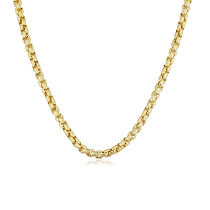 3.4mm Round Box Chain Necklace, 18 Inches, Yellow Gold (20.50 G) By SuperJeweler