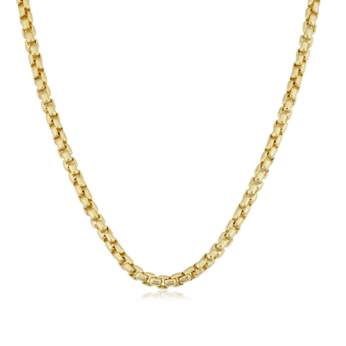 3.4mm Round Box Chain Necklace, 20 Inches, Yellow Gold (22.90 G) By SuperJeweler