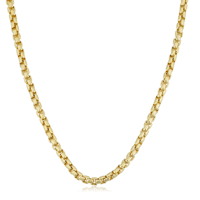 3.4mm Round Box Chain Necklace, 24 Inches, Yellow Gold (27.40 g) by SuperJeweler