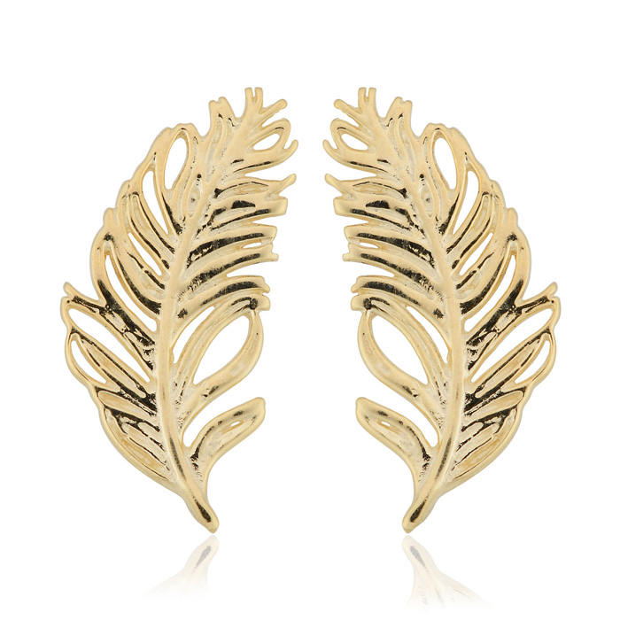 Yellow Gold (1.20 g) Feather Stud Earrings by SuperJeweler