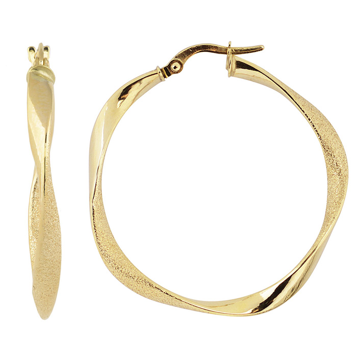 Yellow Gold (1.85 g) 25x3mm Twisted Polished Hoop Earrings by SuperJeweler