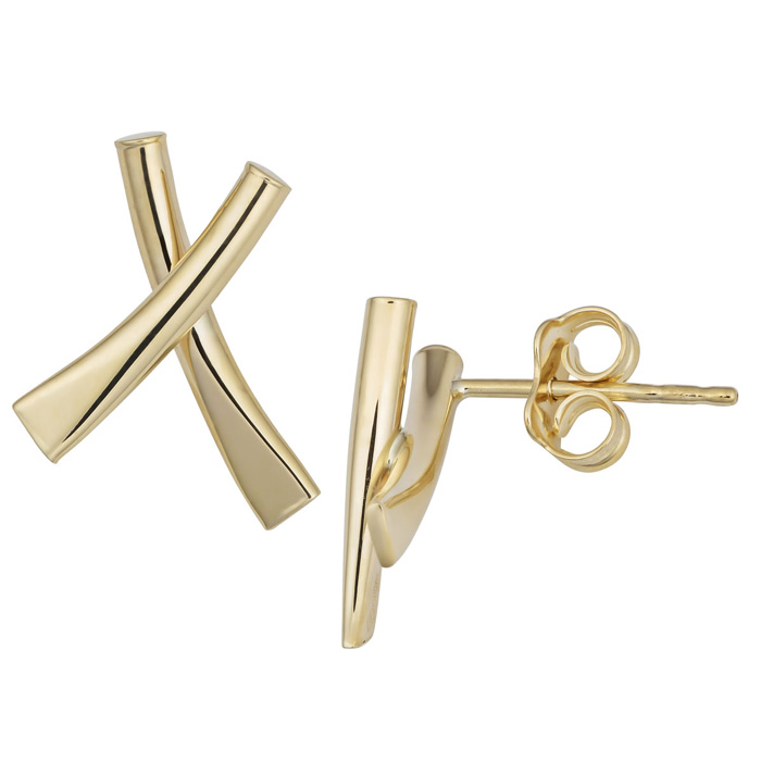 14K Yellow Gold (1.20 G) X Stud Earrings By SuperJeweler