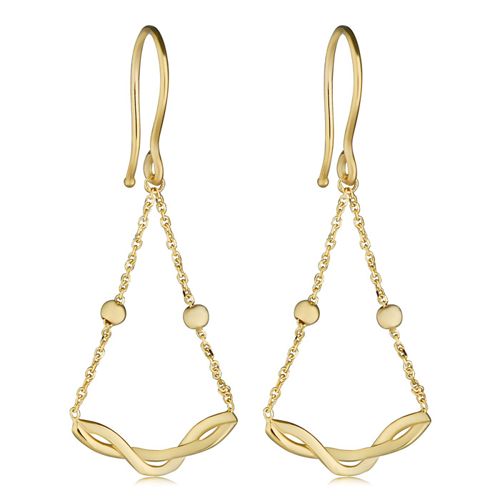 14K Yellow Gold (1.15 g) Twist Chandelier Dangle Earrings, 1.5 Inches by SuperJeweler