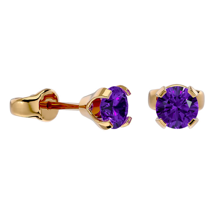 1/2 Carat Amethyst Stud Earrings in 14K Yellow Gold (0.3 g) FIlled by SuperJeweler