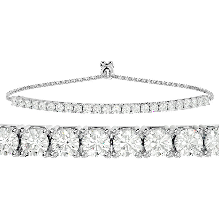 14K White Gold (4.50 g) 2 Carat Diamond Bolo Bracelet, Adjustable 6-9 inches (, I2) by SuperJeweler