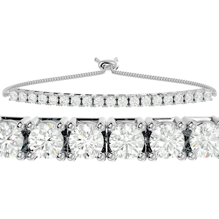 14K White Gold (5.50 G) 3 Carat Diamond Bolo Bracelet, Adjustable 6-9 Inches (J-K, I2) By SuperJeweler