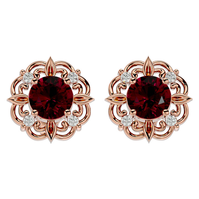 2 1/5 Carat Ruby & Diamond Antique Stud Earrings in 14K Rose Gold (2.75 g),  by SuperJeweler