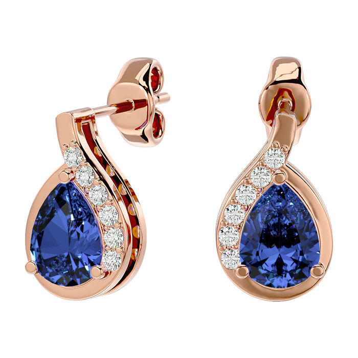 1.60 Carat Tanzanite & Diamond Pear Shape Stud Earrings in 14K Rose Gold (2 g),  by SuperJeweler