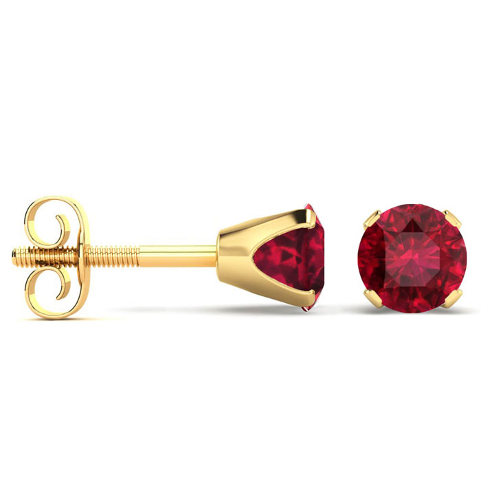 1/3 Carat Ruby Stud Earrings in 14K Yellow Gold (0.3 g) Over Sterling Silver by SuperJeweler